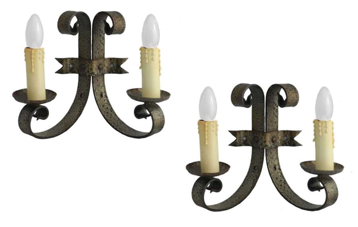 Pair Wall Lights Sconces Appliques Gothic Rev Iron Spanish Hollywood R