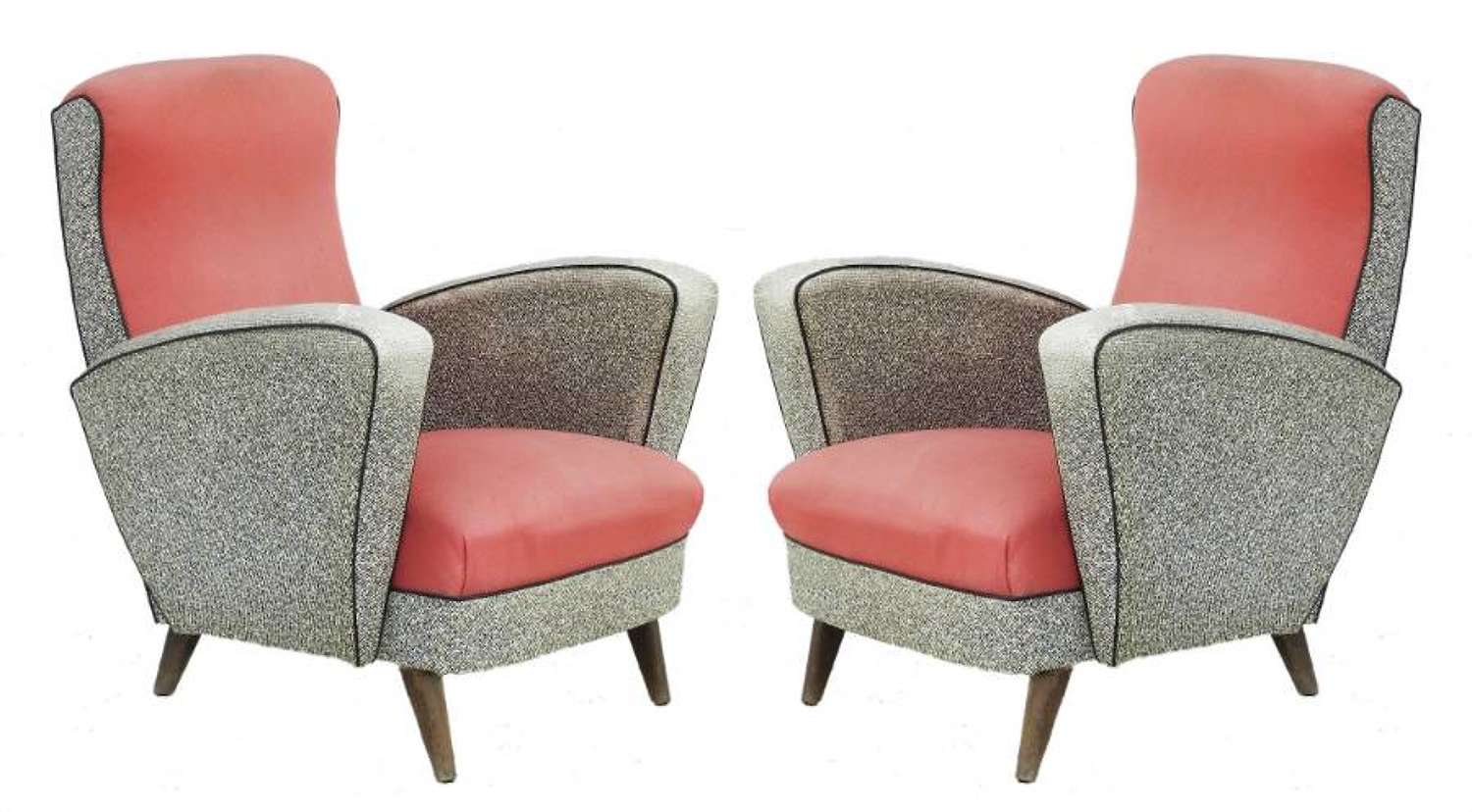 Pair Mid Century Lounge Chairs Original Condition French Armchairs