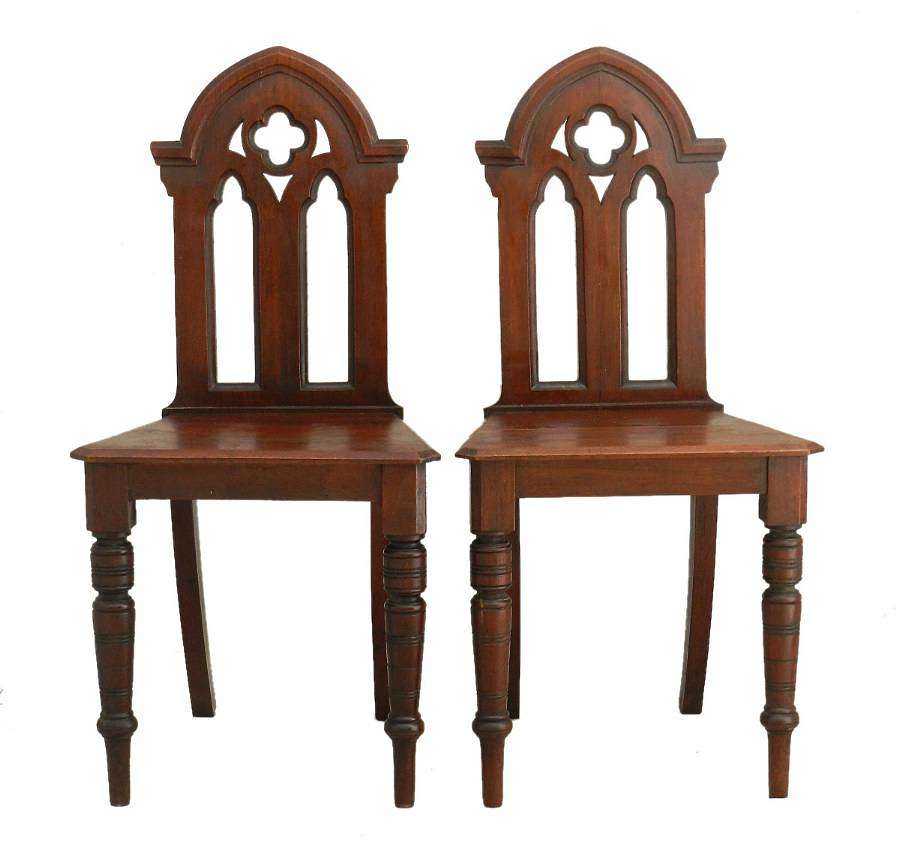 Pair Gothic revival Side Chairs late 19th century