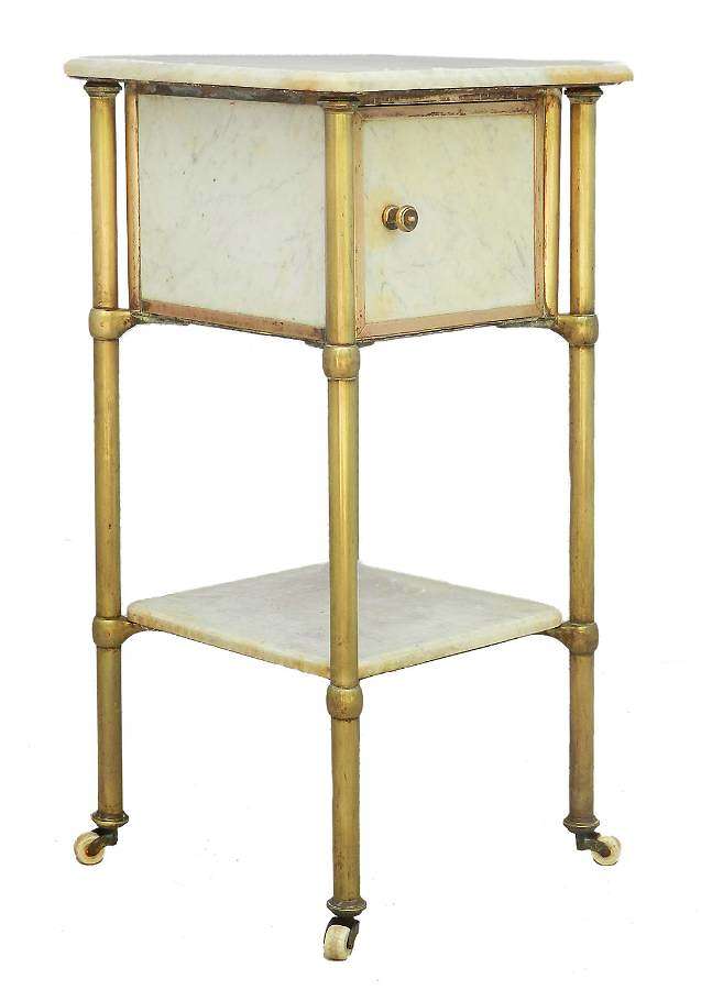 Brass and Marble Side Cabinet Mid Century