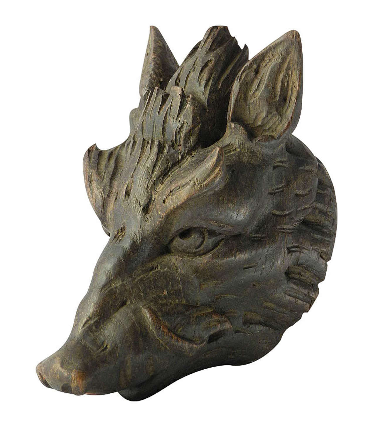 Antique Carved Wood Boar Head French c1890