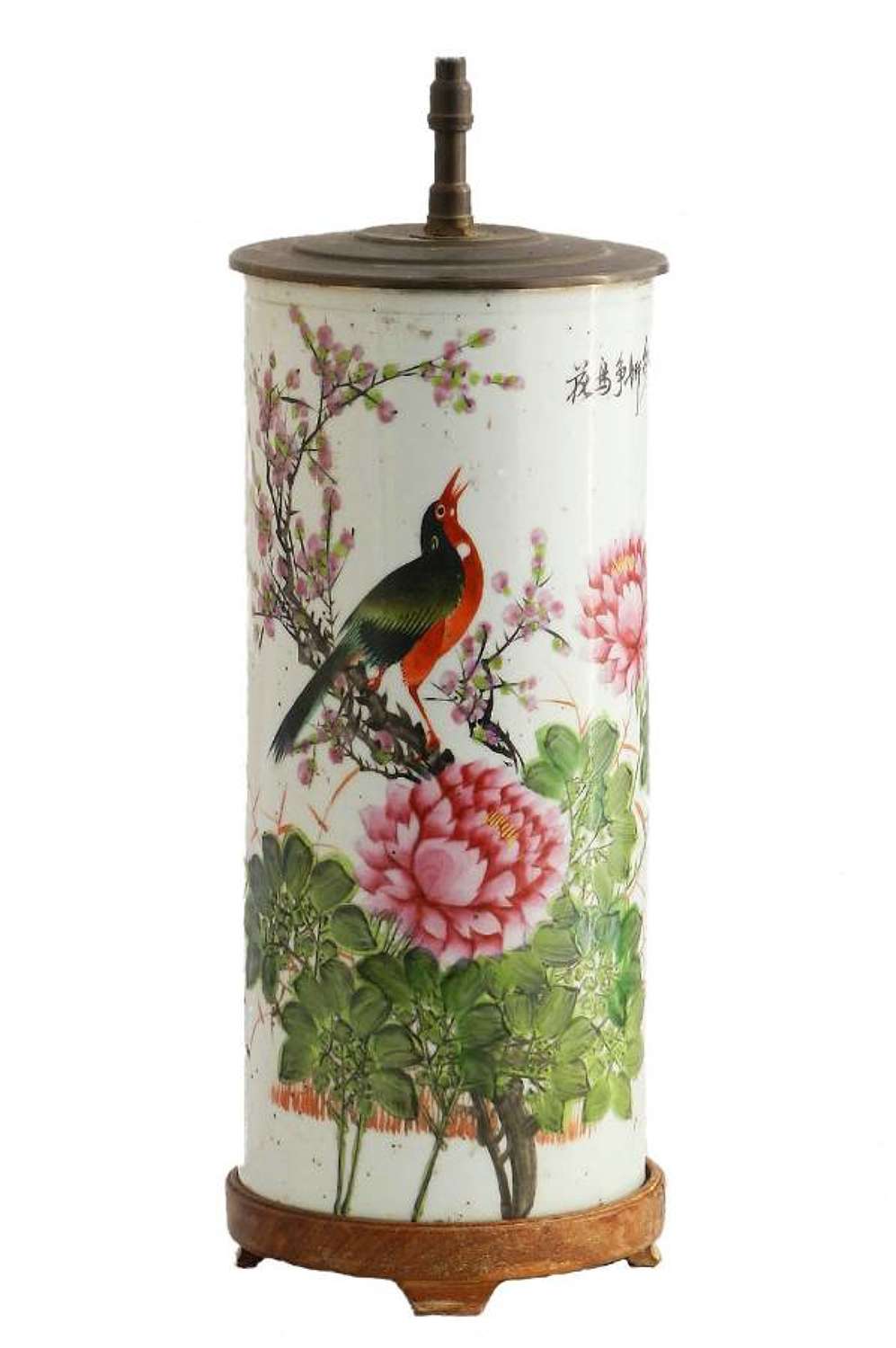 Chinoiserie Table Lamp Hand Painted Chinese Porcelain c1920-1930