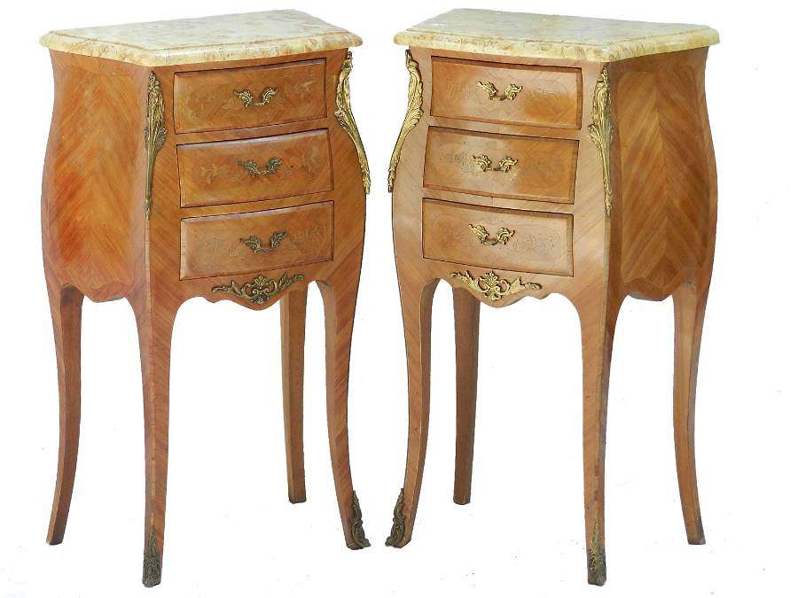 Pair of Side Cabinets Tulipwood French Louis rev Bedside Tables Nightstands