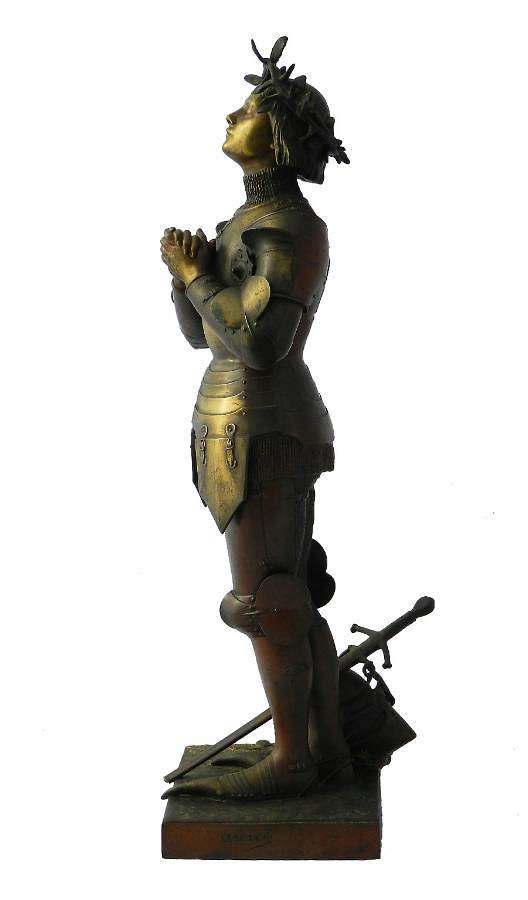 French Bronze Statue Joan of Arc by Antonin Marcie 19th century