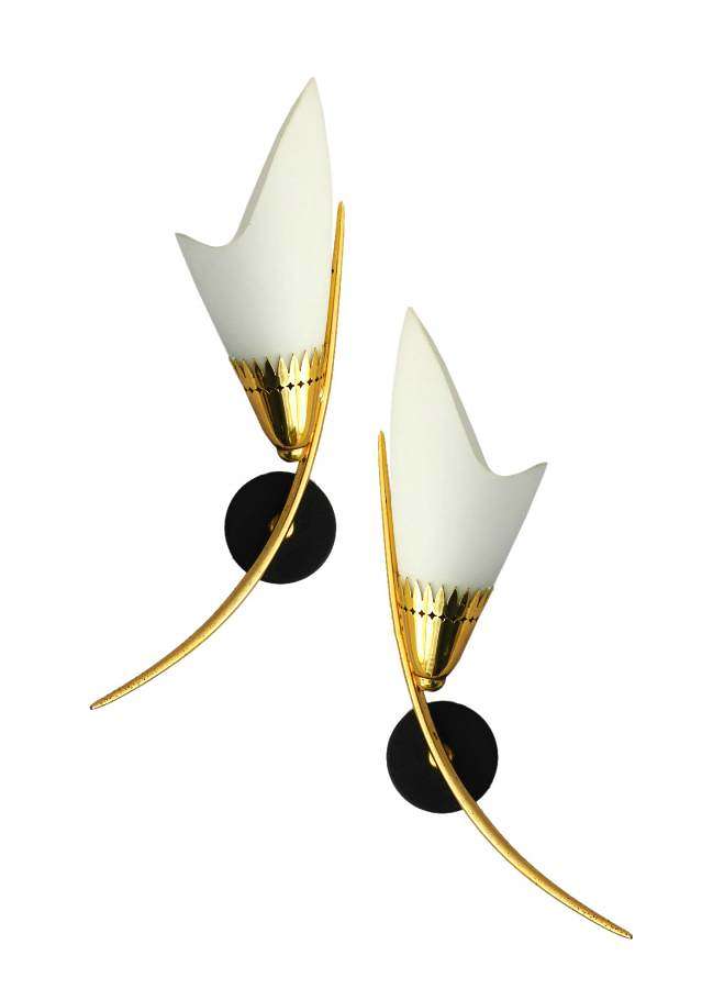 Pair of Maison Arlus Wall Lights Sconces Applique French Mid Century