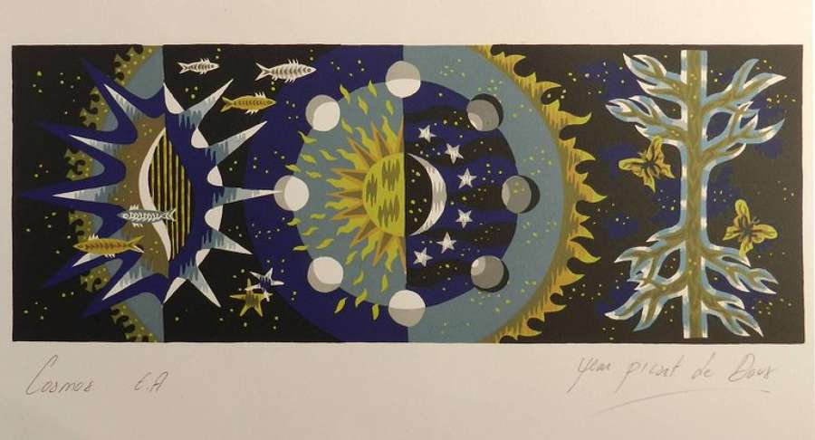 Jean Picart Le Doux Lithograph Hand Signed Cosmos c1950-1960 unframed