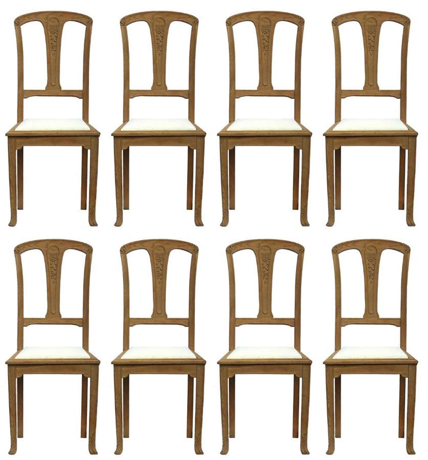Eight Dining Chairs French Art Nouveau Arts and Crafts Oak c1900