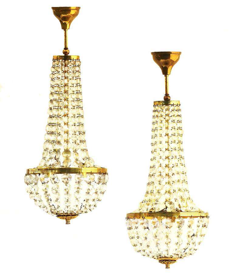 Pair of Belle Epoque Chandeliers French Mongolfiers Balloon Crystal, circa 1900