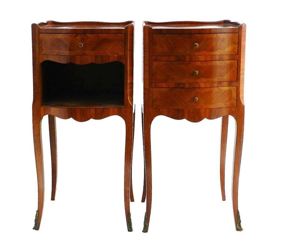Pair Nightstands Bedside Tables Cabinets French Louis revival early 20th Century