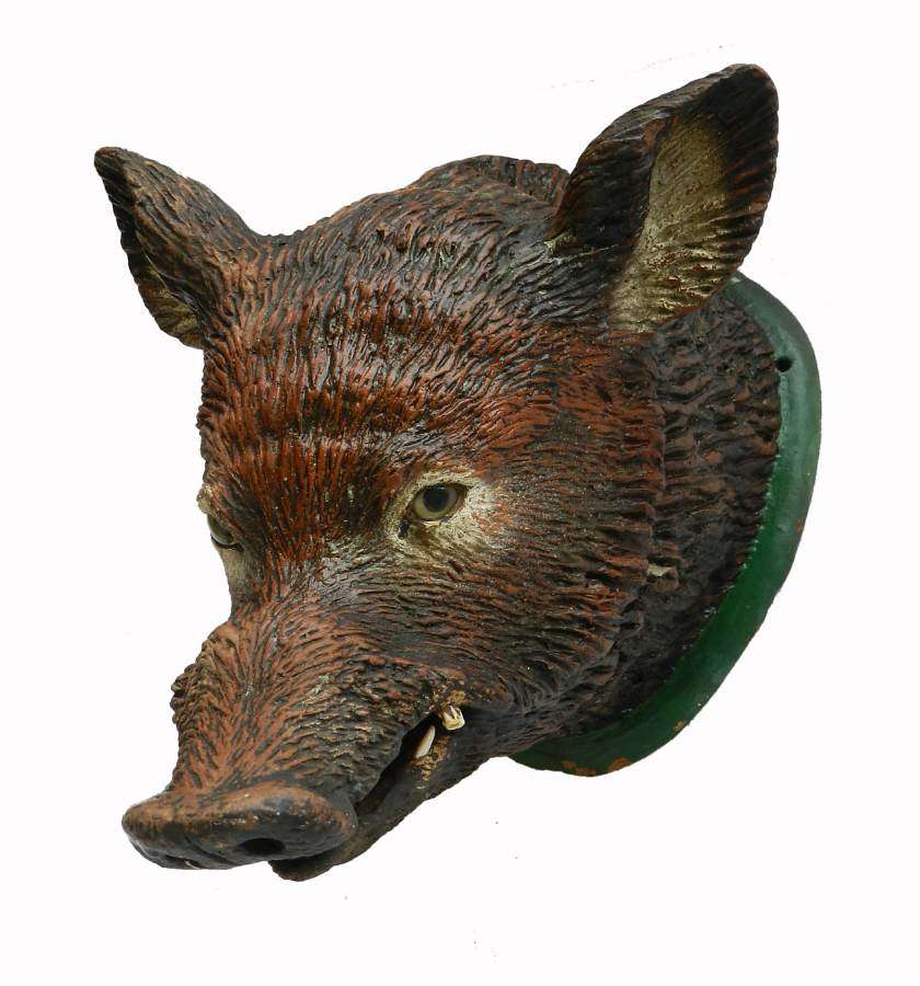 Wild Boar Head Mount Sanglier Pig Terracotta French Shop Publicity, c1920