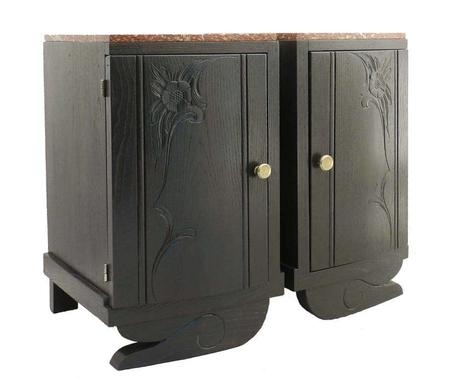 Pair Art Deco Bedside Cabinets Nightstands