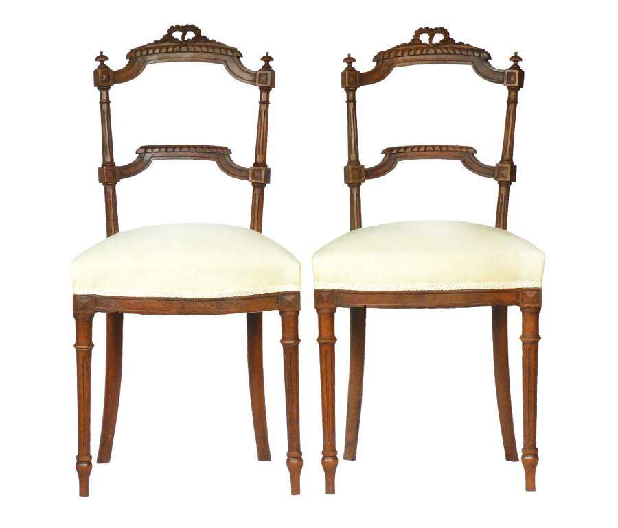 Pair French Side Chairs Louis XVI upholstered ready for top covers
