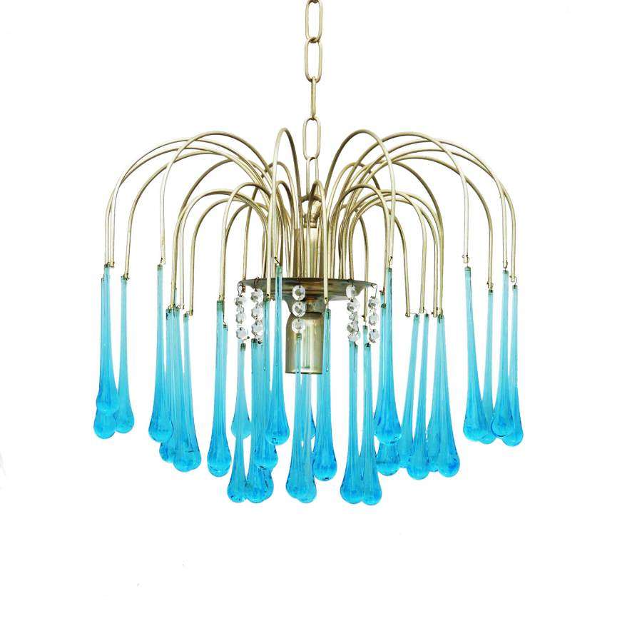 Mid-Century Chandelier by Paolo Venini Crystal Drops