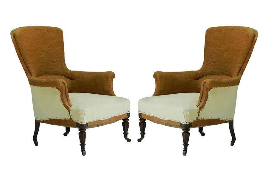 Pair of French Armchairs 19th Century Upholstered Ready for Top Covers
