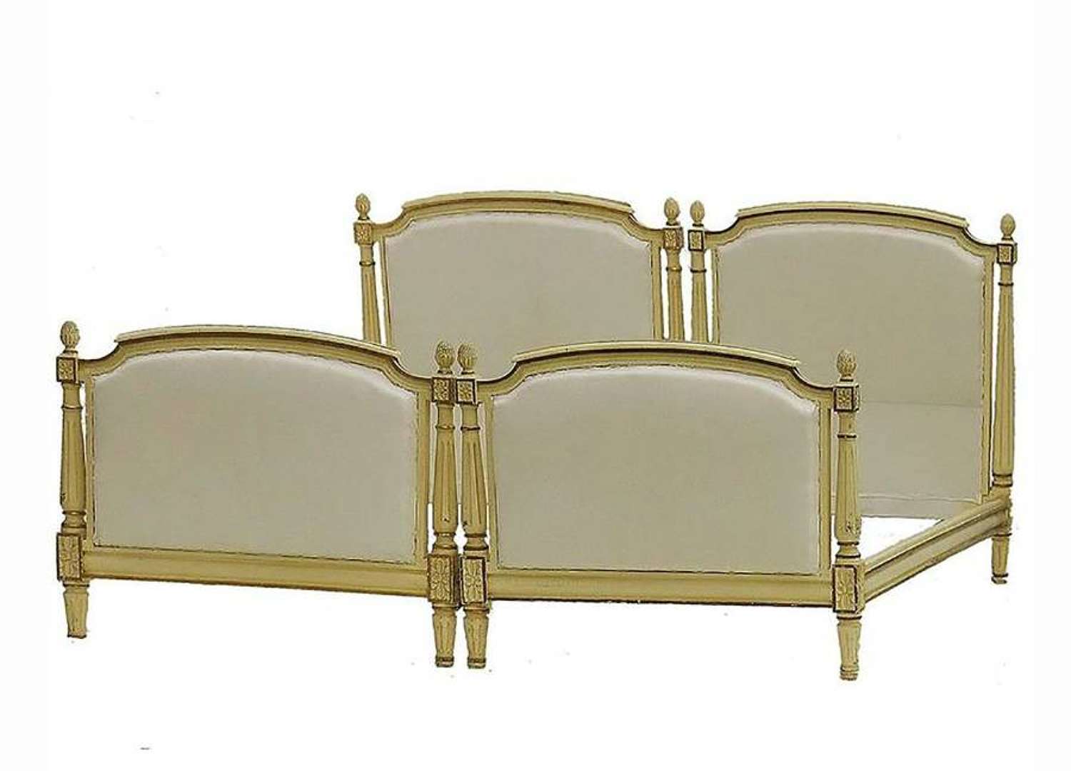 Pair of French Single Beds Twin Original Paint, circa 1910 Louis XVI R