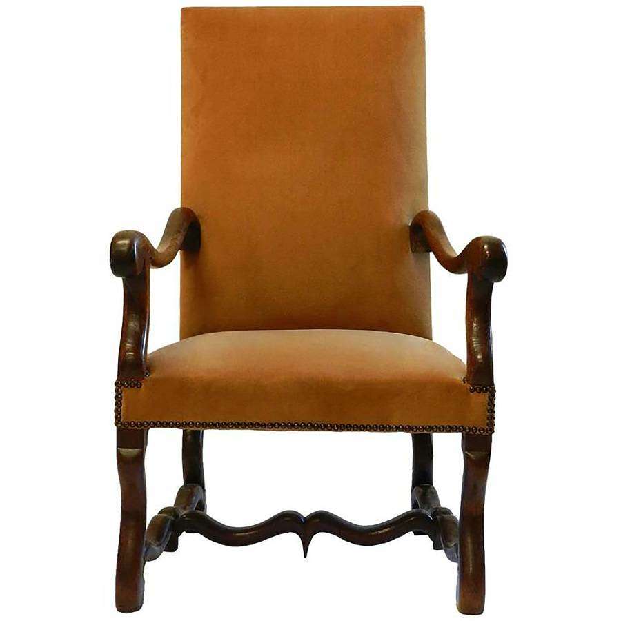19th Century French Os de Mouton Armchair Throne Chair Louis XIII 