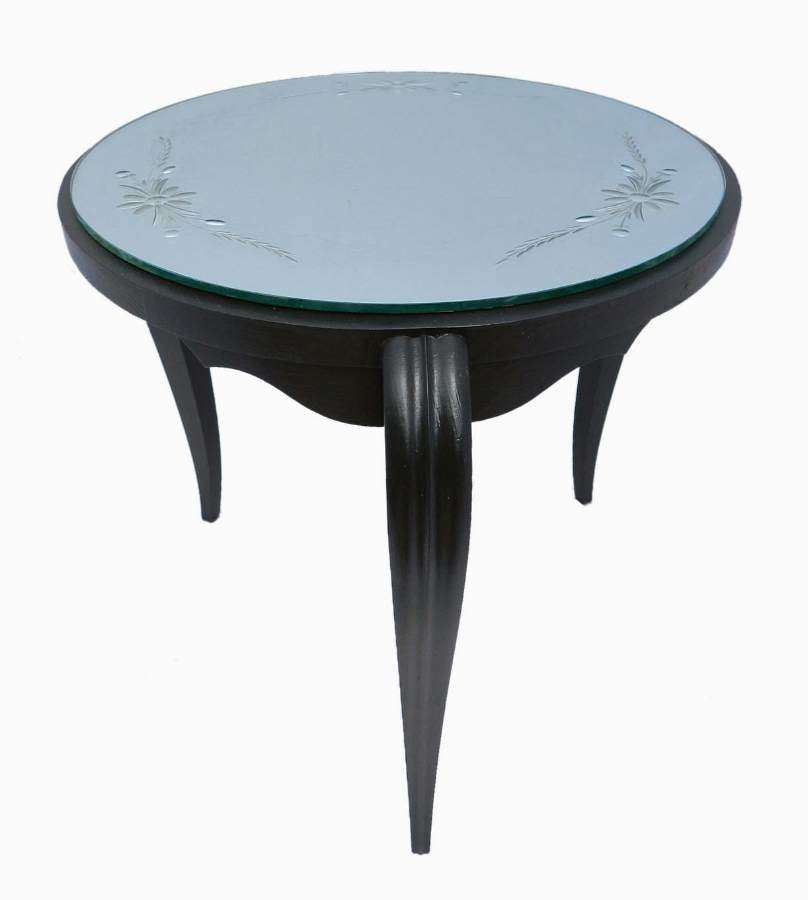Art Deco Table Mirror Top Ebonised Coffee Occasional