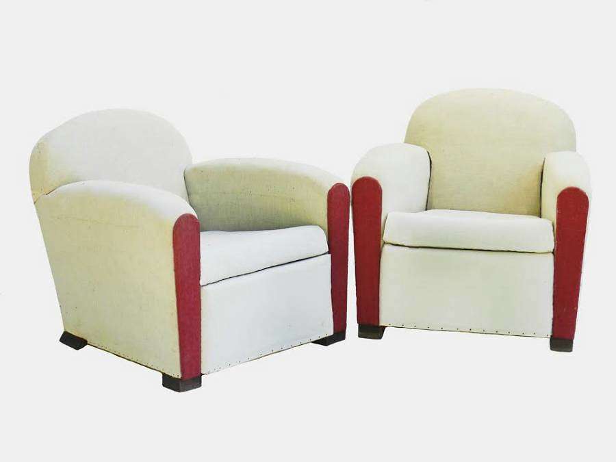 Pair Art Deco Club Chairs French Armchairs ready for top covers
