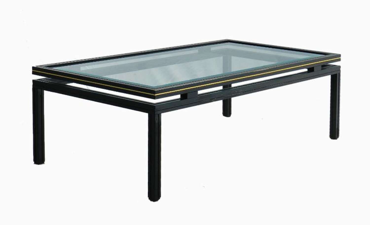 Vintage Coffee Table by Pierre Vandel Brass and Glass
