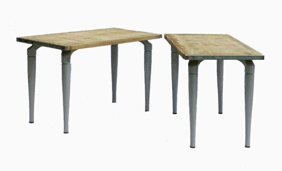 Two  Side Tables French Industrial Pair Console Loft Kitchen 