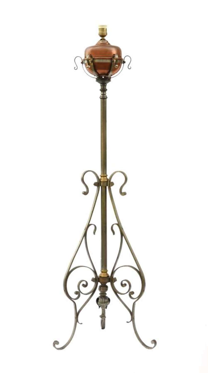 Floor Lamp Arts and Crafts Adjustable Telescopic Wrought Iron