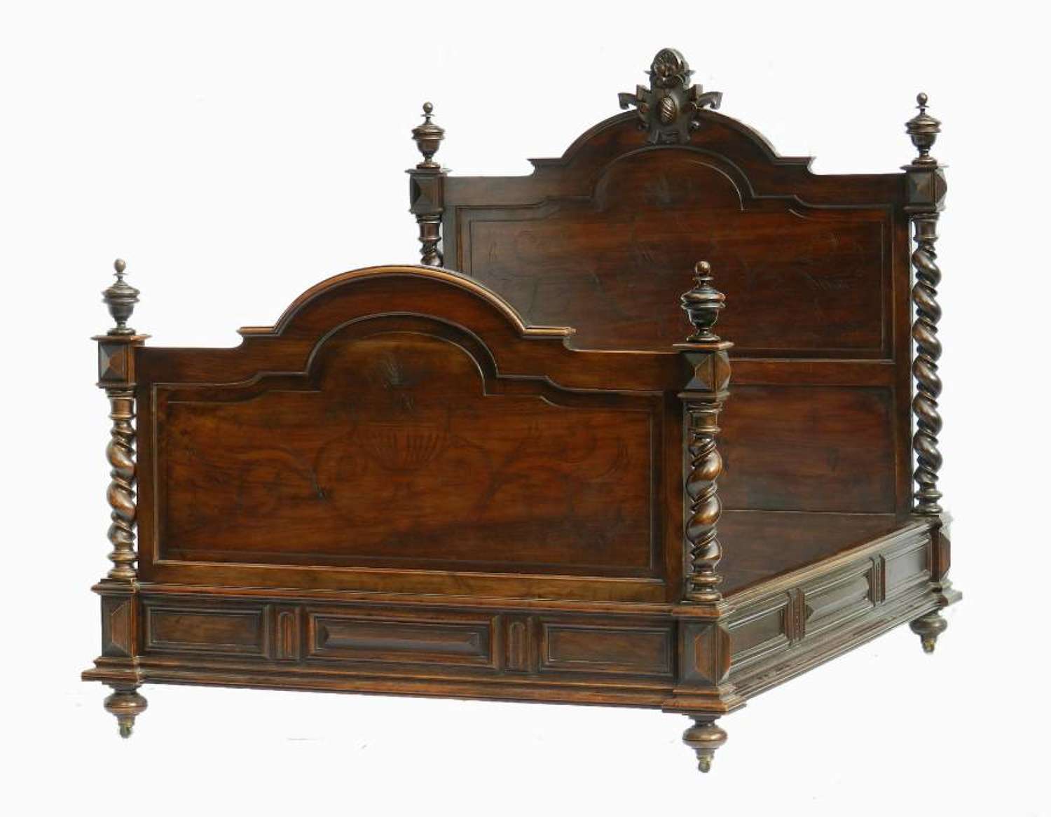 Stunning Antique French Bed UK King size US Queen Walnut Louis 