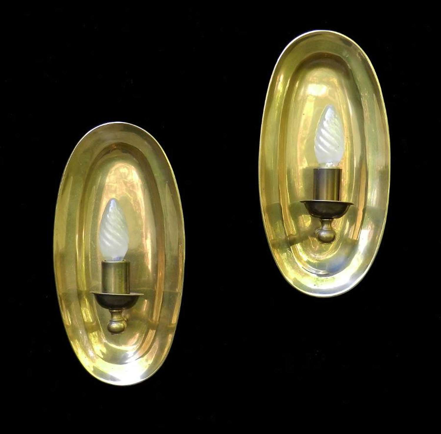 Unusual Pair of Heavy Brass Wall Lights, Mid-Century Sconces