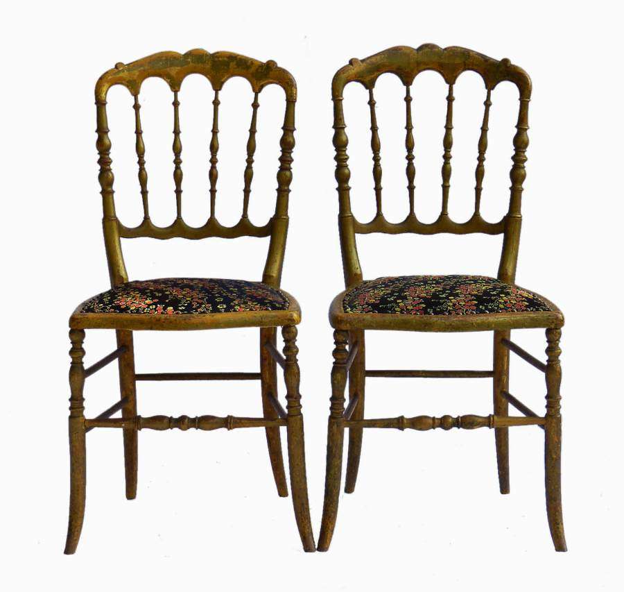 Pair Napoleon III Side Chairs Chiavari