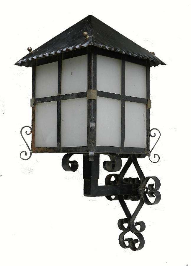 French Lantern Exterior Porch Wall Light Iron & Glass