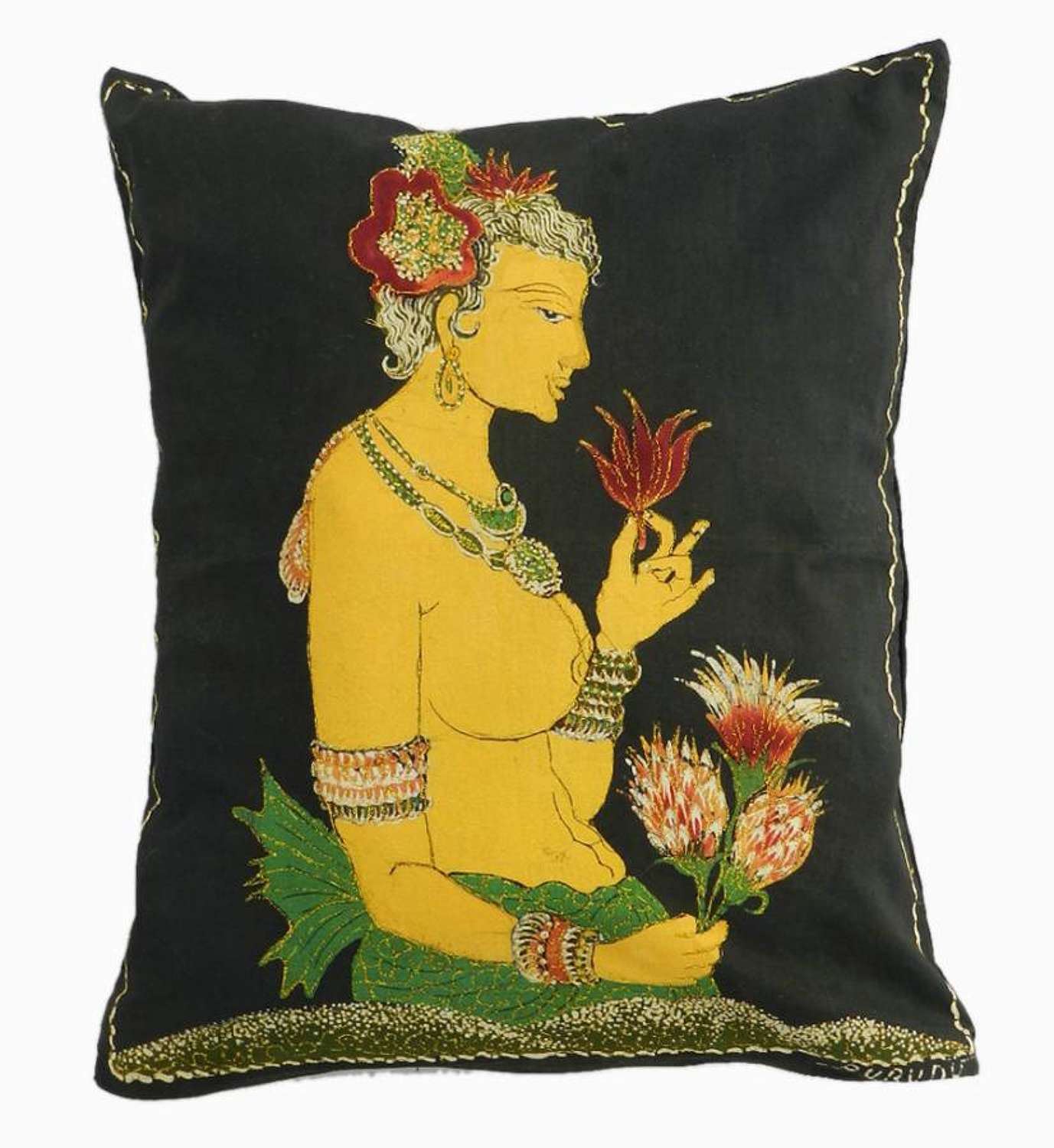 Vintage Indian Pillow Accent Cushion c1960