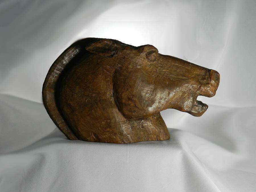 Carved Horse Head Sculpture early C20