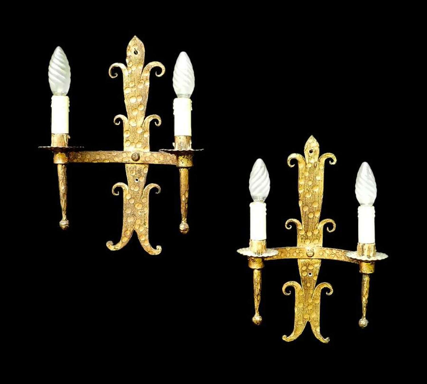 Pair French Wall Lights Appliques Mid Century