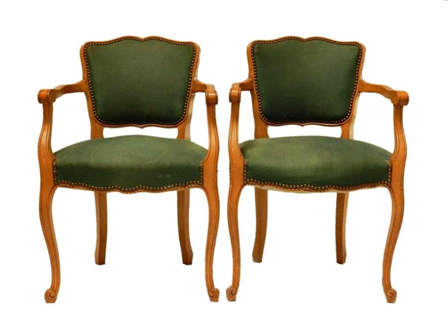 Pair of French Bridge Chairs Open Armchairs to recover