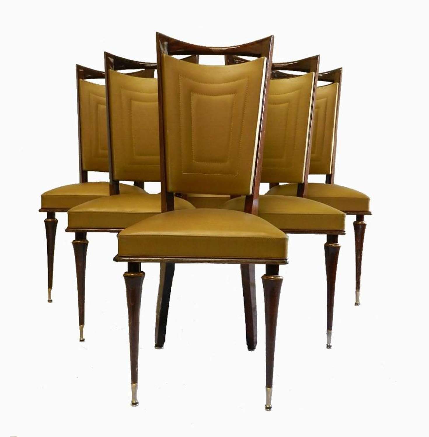 6 French Mid Century Dining Chairs