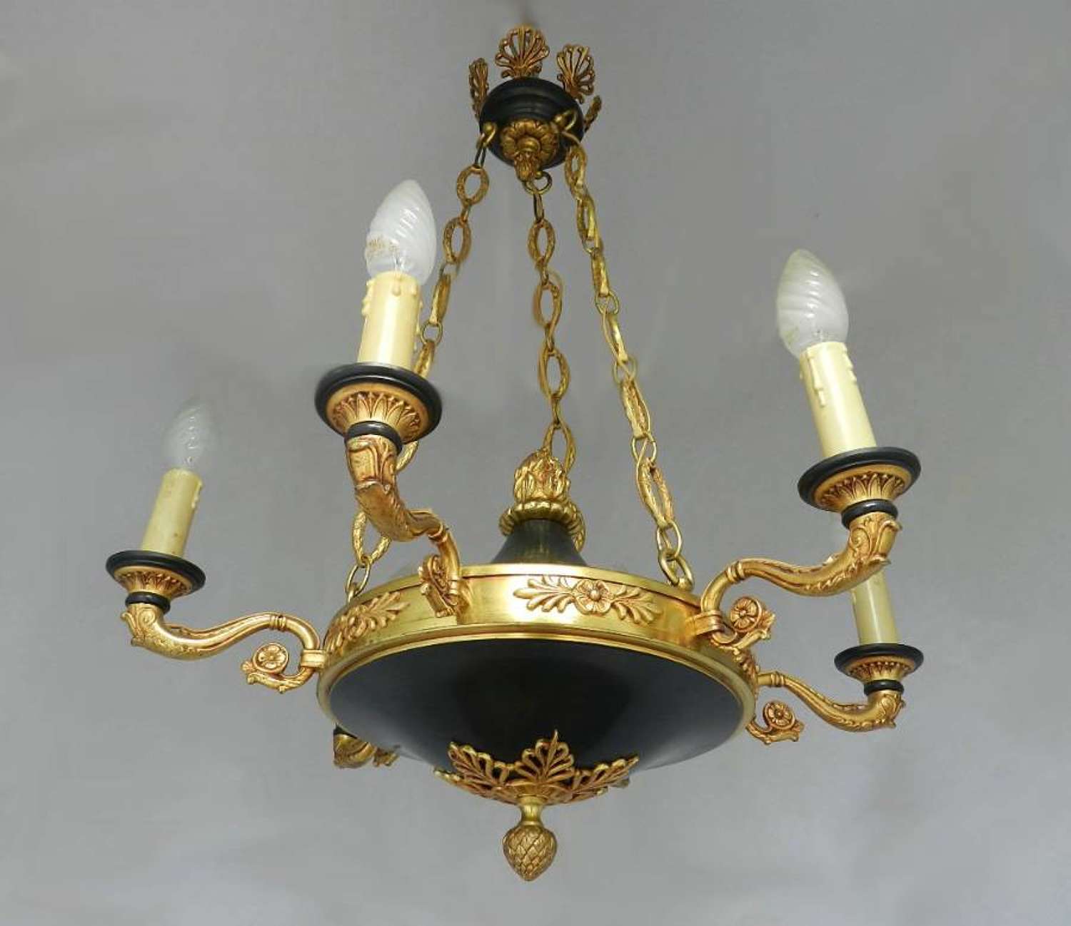 French Empire revival Ceiling Light Tole Chandelier