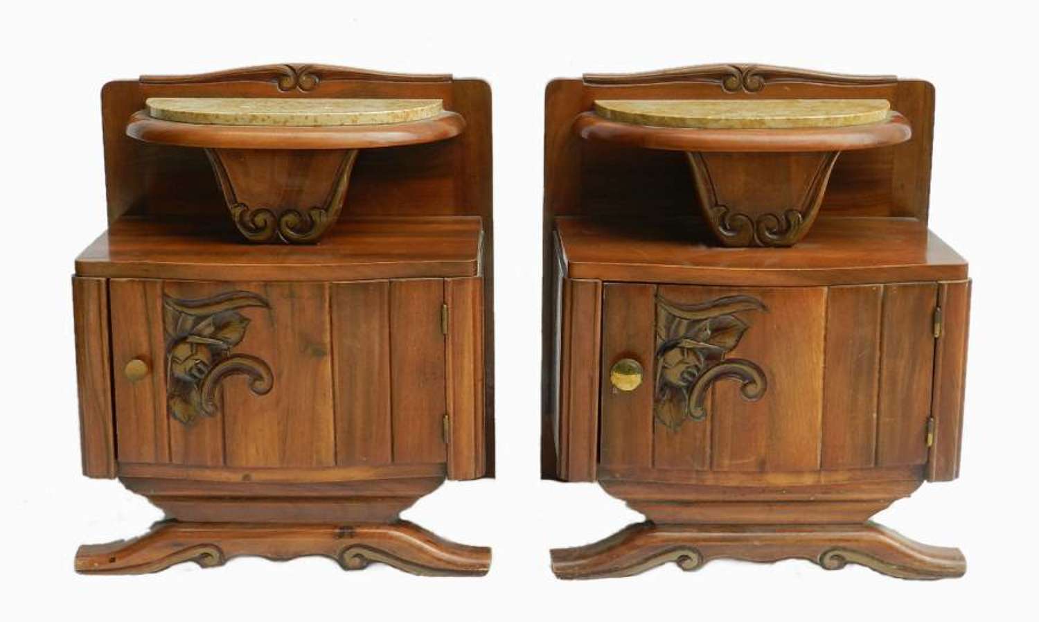 Pair of French Art Deco Side Cabinets Bedside Tables Nightstand 