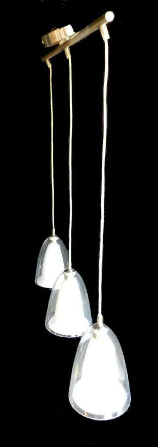 Triple Pendant Hanging Ceiling Light 3 Double Glass Shades