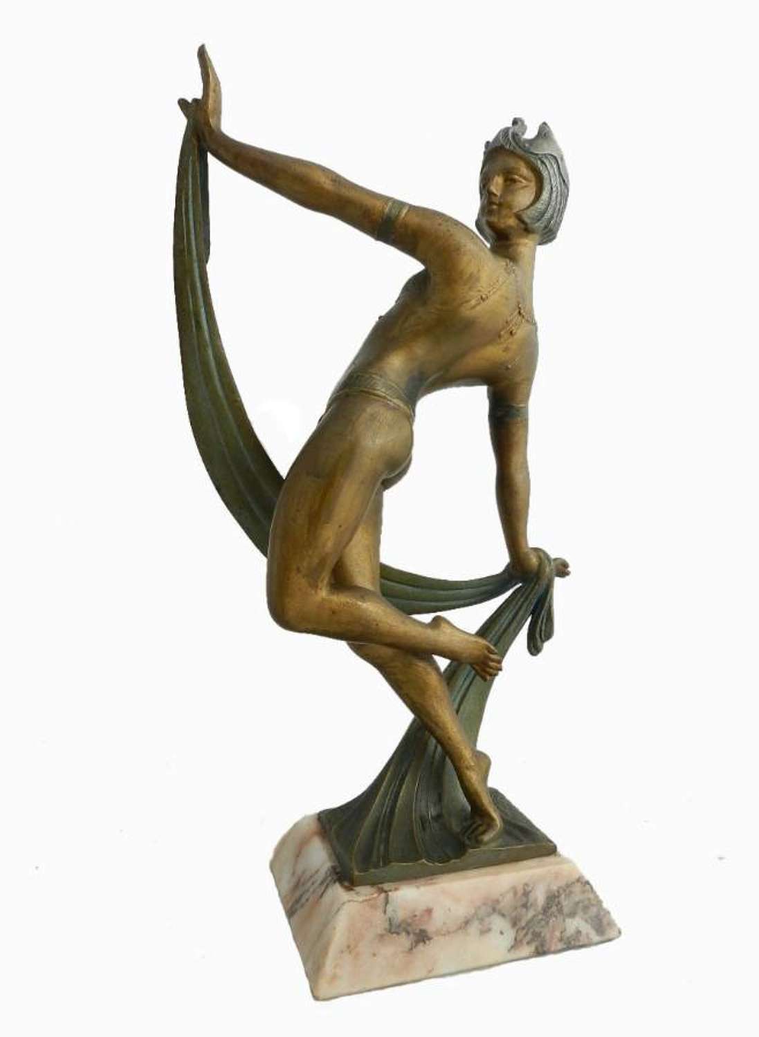 French Art Deco Statue of a Dancing Lady signed