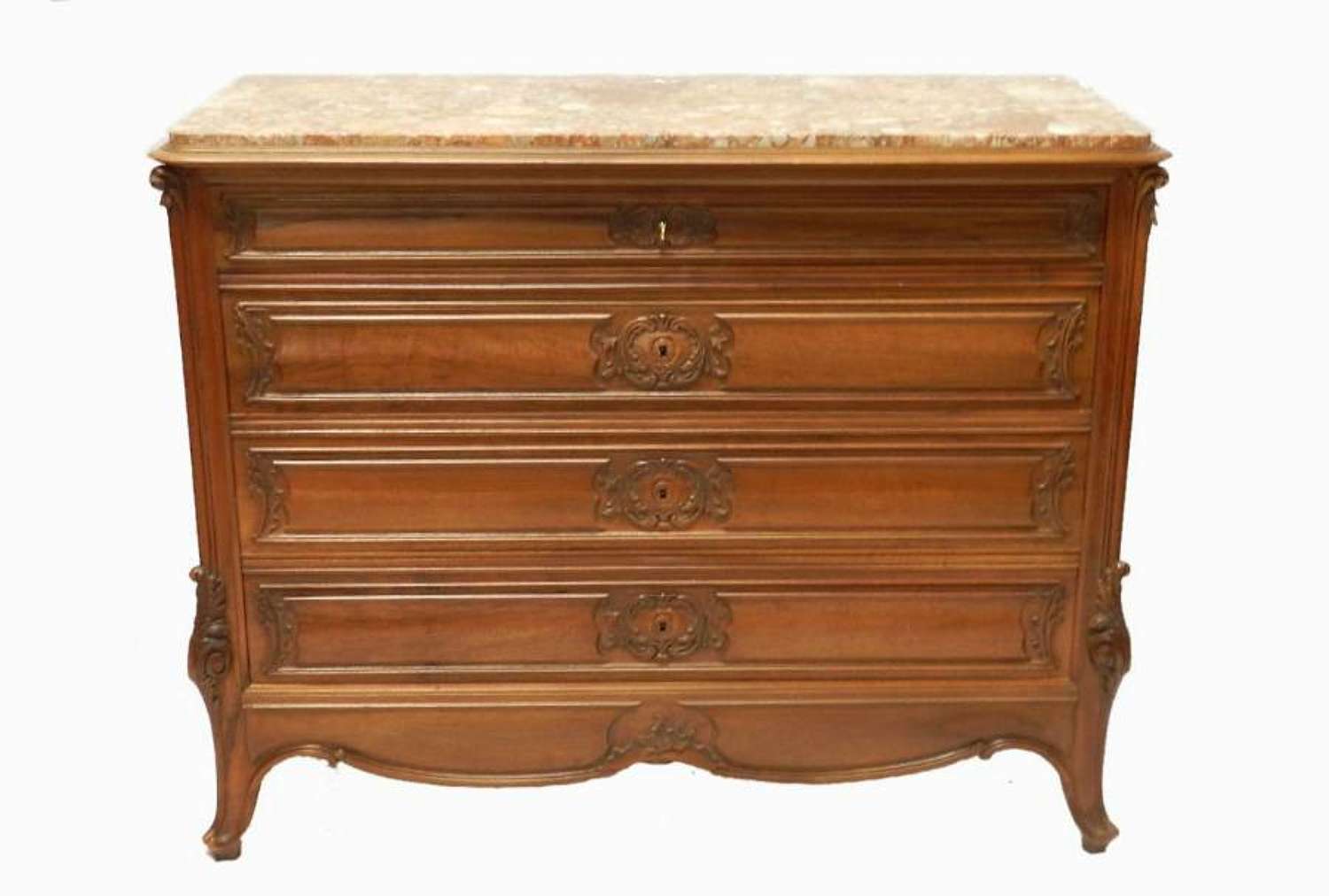 C19 Louis French Chest of Drawers Commode Marble Top