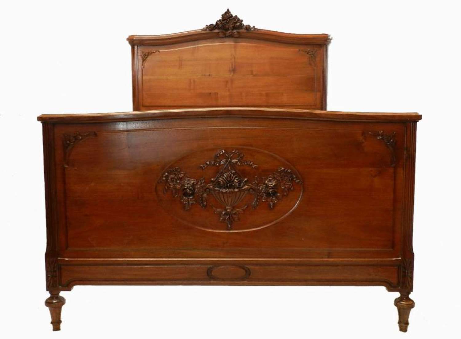 Good C19 Louis Solid Walnut French Double Bed 