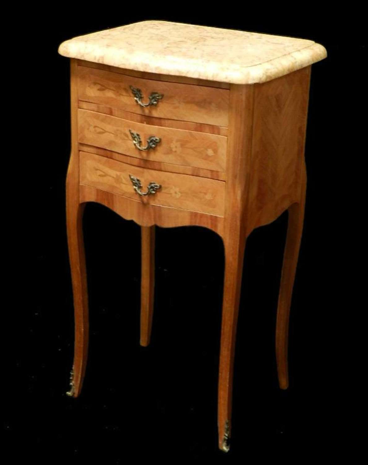 French Kingwood Bedside Table Side Cabinet early Vintage Louis Nightstand