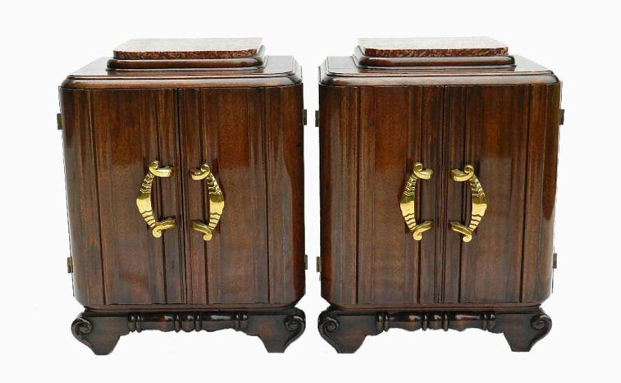 Pair of Mid Century Deco French Bedside Tables Side Cabinets Nightstands 