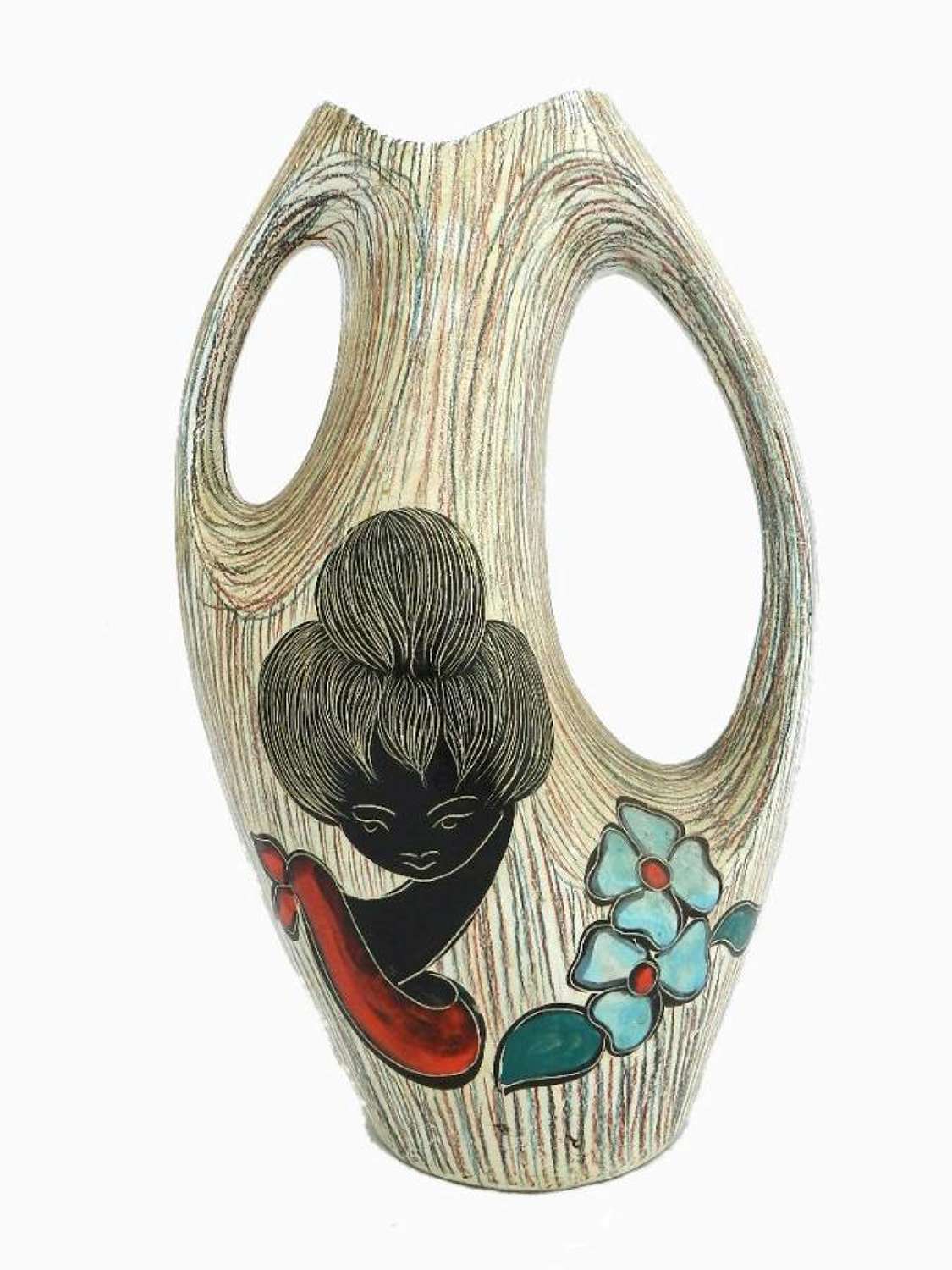 Unusual Mid Century French Vallauris Vase 1950-1960