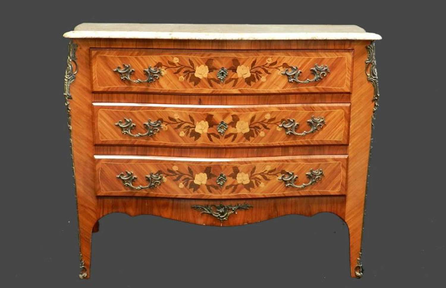 French Kingwood Commode Vintage Louis Chest of Drawers