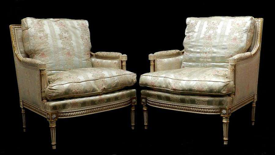 Pair of Louis XVI revival French Armchairs Fauteuils