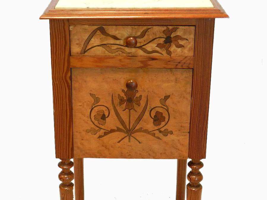 Art Nouveau Antique French Bedside Table Nightstand Cabinet Ecole de Nancy Galle school