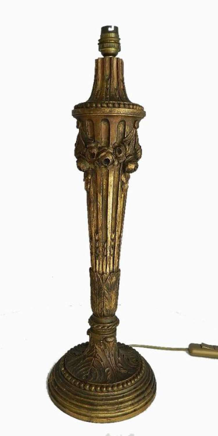 French Antique c1900 Louis rev Giltwood Table Lamp Base 