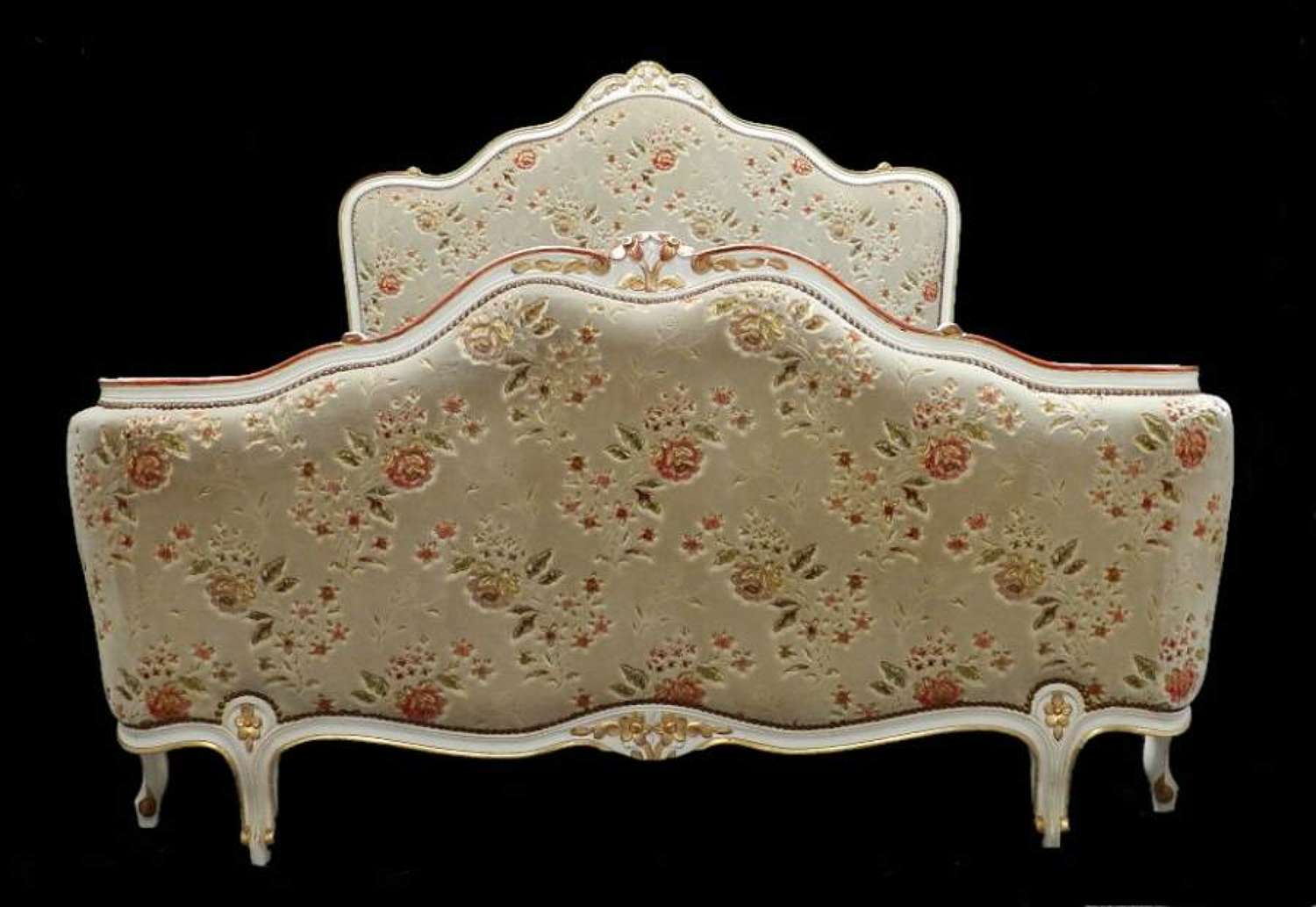 French early Vintage Lit Corbeille Louis Double Bed  + Base