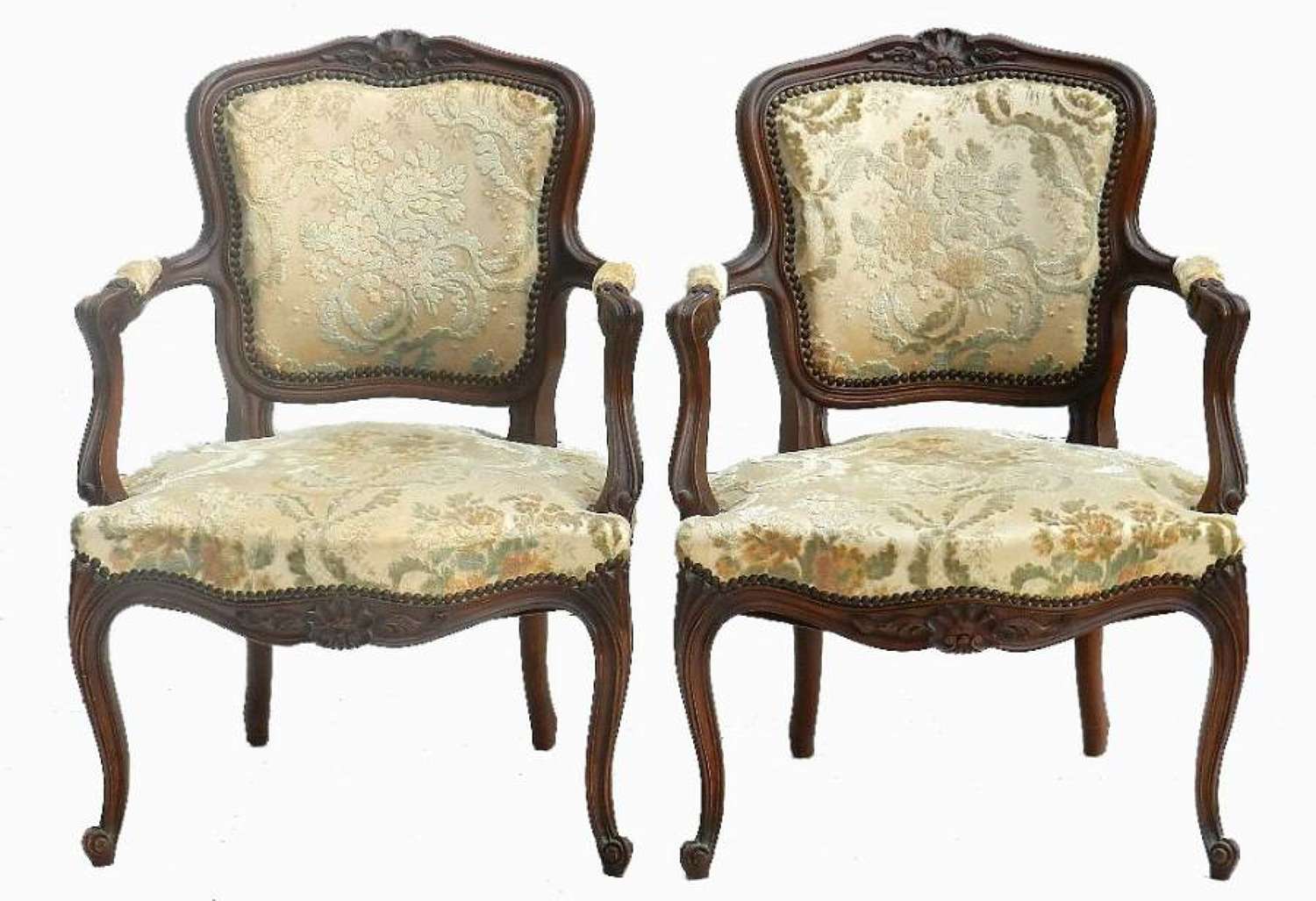 Pair of French Fauteuil Armchairs Louis revival