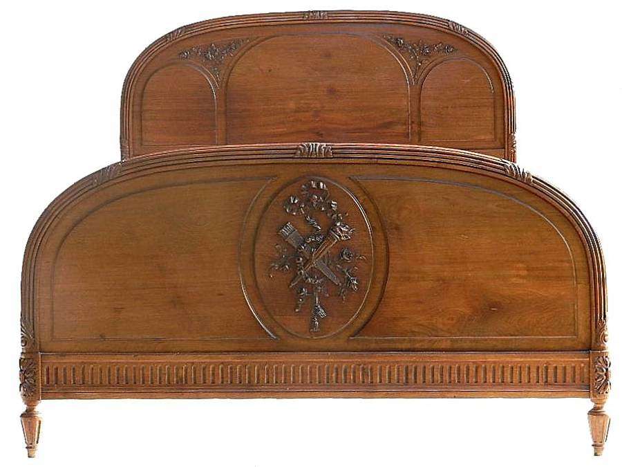 Rare French King size Double Bed c1920 Louis XVI rev Walnut  & Mahogany 